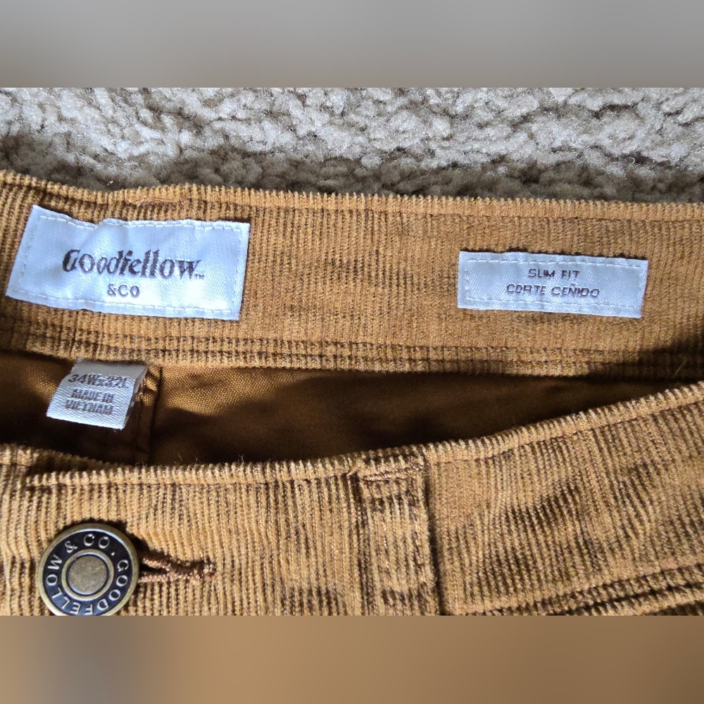 NWT Goodfellow & Co Men's Brown Corduroy Pants SZ. 34x32 - Picture 4 of 5